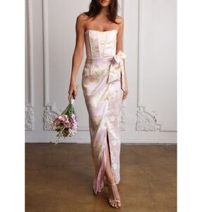 V Chapman June Dress 6 Light Lilac Baroque Floral Corset Maxi Formal Pink